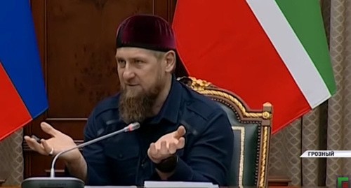 Ramzan Kadyrov. Photo: screenshot of the video posted on the YouTube channel of the "Grozny" State TV and Radio Company https://www.youtube.com/watch?v=5DXbxALpwac