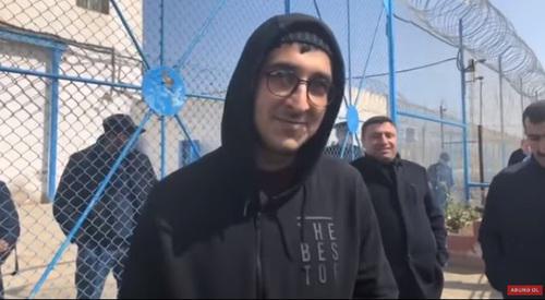 Bairam Mamedov after being pardoned. Screenshot from Youtube  video posted by MeydanTV, https://www.youtube.com/watch?v=SLRlTINa17c
