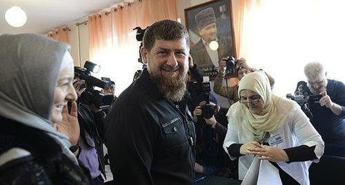 Ramzan Kadyrov at polling station in Tsentaroi, March 2018. Photo: REUTERS/Said Tsarnayev