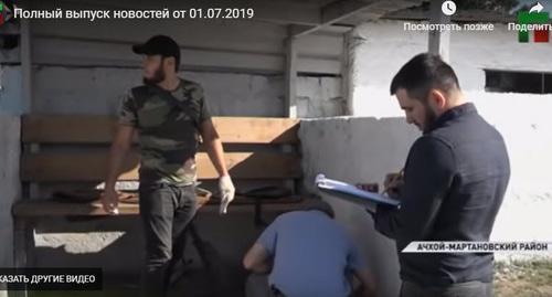 The site of the attack on the police post in the Achkhoi-Martan District of Chechnya. Screenshot of the video by the Grozny TV channel http://newsvideo.su/video/10977463