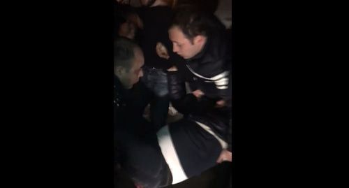 Students attack Narek Malyan, a video blogger, on March 4, 2019. Screenshot of the video  https://www.facebook.com/restarttimes.am/videos/960188047522246/