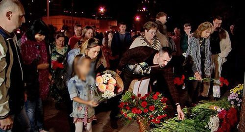 Commemoration event for the victims of the explosion of a residential building in Guryanov Street in Moscow, September 9, 2019. Screenshot from video posted by TVC: http://www.tvc.ru/news/show/id/168007