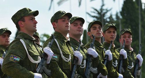 The Abkhaz army. Photo by the press service of the Ministry of Defence of Abkhazia https://mdapsny.org/foto/item/279-voennyj-parad-v-sukhume-30-sentyabrya-2018