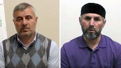 Barakh Chemurziev, the chairman of the public movement "Support of Ingushetia", and Musa Malsagov, the head of the Ingush branch of the Russian Red Cross. Screenshot from video posted by Public movement 'Opora Ingushetii'. https://www.youtube.com/channel/UCul7SXfaP1AZeYDYkiWZMQg