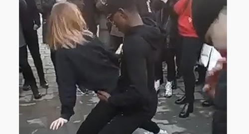 Students dancing in Vladikavkaz. Screenshot from video posted by RIA Region Online: https://www.youtube.com/watch?v=T104cBjFTc4&feature=emb_logo