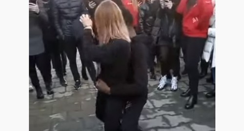 The dancing performed at the celebration of the Students' Day in Vladikavkaz that caused a great resonance in North Ossetia. Screenshot from video posted by RIA Region Online https://www.youtube.com/watch?v=T104cBjFTc4&feature=emb_logo