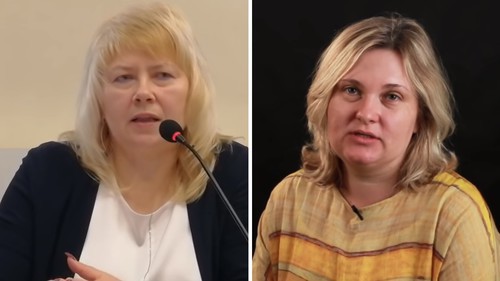 Marina Dubrovina (left) and Elena Milashina. Collage made by the Caucasian Knot using screenshots from videos: https://youtu.be/Tike0SC4rgw и https://youtu.be/GL0PmG9ZdGY