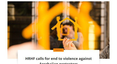 Screenshot of the article published on the website of The Human Rights House Foundation https://humanrightshouse.org/statements/hrhf-calls-for-end-to-violence-against-azerbaijan-protestors/