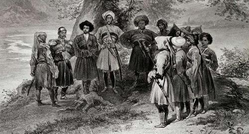 Meeting of Circassian lords, 1839-1840. Photo: Grigory Gagarin, https://ru.wikipedia.org