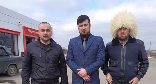 Released Ingush activist Magomed Ozdoev (left), advocate Khusein Guliev (centre). Photo courtesy of Khusein Guliev