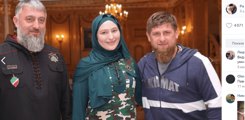 Adam Delimkhanov, his daughter Kheda, and Ramzan Kadyrov. Screenshot of the post on Kadyrov's account on the "VKontakte" https://vk.com/wall279938622_139266?z=photo279938622_456242611%2Falbum279938622_00%2Frev