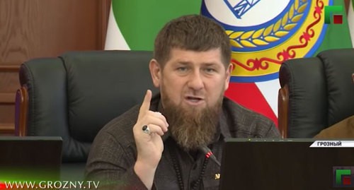 Ramzan Kadyrov gives comments on the coronavirus outbreak in Chechnya. Screenshot of the video by the Grozny TV channel https://www.youtube.com/watch?v=B8ODK2CCLso