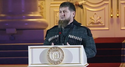 Ramzan Kadyrov attends a grand opening of the Palace of Arts in Grozny. Screenshot from video posted by IA 'Grozny-Inform', https://www.youtube.com/watch?time_continue=22&v=m9qwsEsi-50&feature=emb_logo