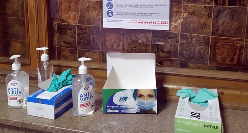 Safety products at a polling station in Nagorno-Karabakh. Photo by Alvard Grigoryan for the Caucasian Knot