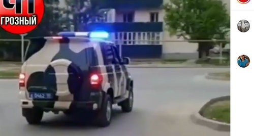Chechen law enforcers' vehicle. Screenshot: https://www.instagram.com/p/B_3TXR9l-je/