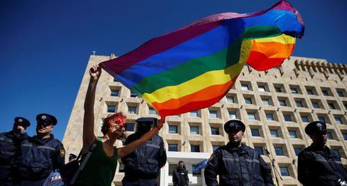 An LGBT action in Tbilisi, 2017. Photo: Reuters, David Mdzinarishvili