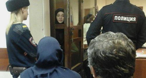 Liliya Saidova (centre) in the courtroom, Moscow, February 20, 2019. Photo by the Caucasian Knot correspondent