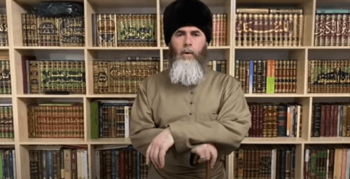 Screenshot from a video appeal from Chechen Mufti Salakh Mezhiev about the resumption of Friday prayers in Chechen mosques, https://youtu.be/5ZnrzShB0Sc