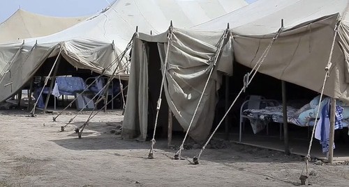 A tent camp for Azerbaijanis near the village of Kullar in Dagestan. Screenshot from video posted by the Caucasian Knot: https://www.youtube.com/watch?v=PCjWplDPOpM&feature=emb_logo