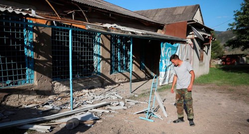 A house in the village of Dondar Guschu of the Tovuz District of Azerbaijan, damaged after shelling during the escalation of the situation on the Azerbaijani-Armenian border on July 12-14. Photo by Aziz Karimov for the "Caucasian Knot"