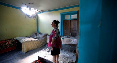 A house in the village of Dondar Guschu of the Tovuz District of Azerbaijan, damaged after shelling during the escalation of the situation on the Azerbaijani-Armenian border on July 12-14. Photo by Aziz Karimov for the "Caucasian Knot"