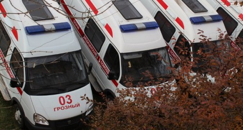 Ambulance cars. Photo: press service of the Ministry of Health for Chechnya, https://grozny03.ru/галерея/фото/#!gallery-sc1_3-59