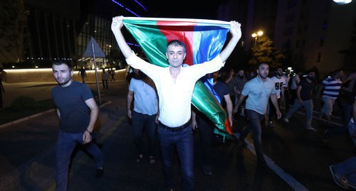 Participants of a spontaneous rally in support of the Azerbaijani army on July 14, 2020. Photo by Aziz Karimov for the "Caucasian Knot"