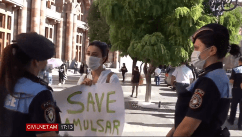 Protest action against development of the Amulsar deposit, August 6, 2020. Screenshot: https://www.facebook.com/CivilNet.TV/videos/582832362386994/