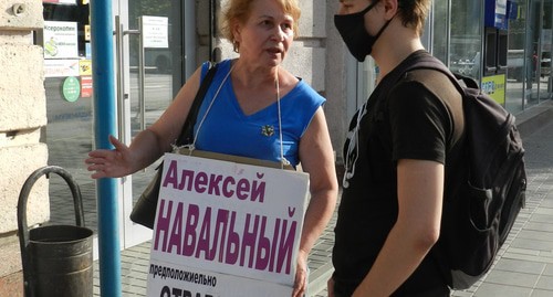Tamara Grodnikova holds solo picket in Volgograd. Photo by Tatiana Filimonova for the Caucasian Knot