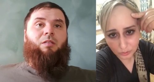 Musa Lomaev and his ex-wife. Collage by the "Caucasian Knot", screenshots of the videos https://www.youtube.com/watch?v=ajLpXssdCWM https://www.youtube.com/watch?v=6c0ZXqA6vxI