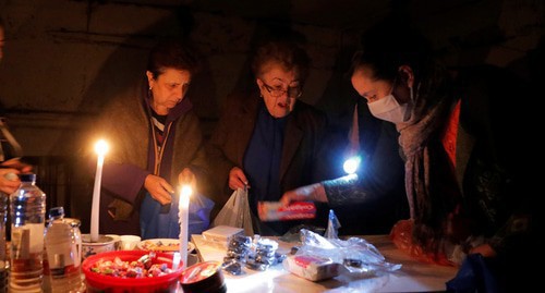 Residents of Stepanakert spend nights in basements of their houses, equipped as shelters. October 7, 2020. Photo: REUTERS/Stringer