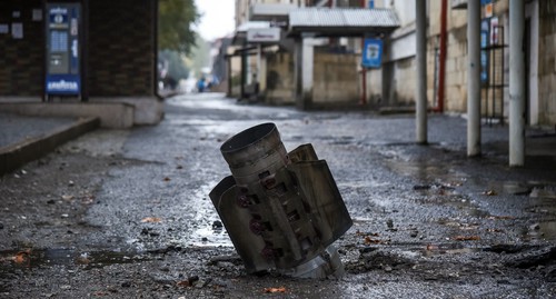 An unexploded bomb in Stepanakert. Photo: David Kagramanyan /NKR infocentre /Reuters