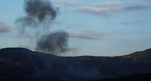 Smoke at the scene of the fighting in Nagorno-Karabakh. October 2020. Photo: REUTERS/Stringer