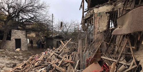 A house damaged in a shelling attack in Nagorno-Karabakh, November 6, 2020. Photo by Alvard Grigoryan for the "Caucasian Knot"
