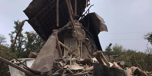 A house destroyed in an explosion, November 6, 2020. Photo by Alvard Grigoryan for the Caucasian Knot