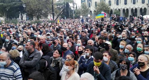 Participants of a protest rally in Tbilisi, November 2, 2020. Photo by Inna Kukudzhanova for the Caucasian Knot