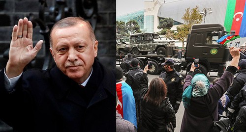 Recep Tayyip Erdogan. Military parade in Baku. Collage by the Caucasian Knot, REUTERS/Christian Hartmann/Pool,  REUTERS/Aziz Karimov