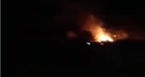 A house on fire. Screenshot of video posted by a resident of Shurnukh: https://t.me/togarma301/932