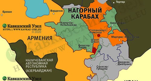 Map of Nagorno-Karabakh, the Caucasian Knot. Photo: https://www.kavkaz-uzel.eu/articles/356336/