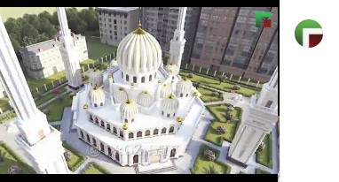A future mosque in the village of Olympiyskiy in Grozny. Screenshot of the post of the "Grozny" TV Channel on Instagram  https://www.instagram.com/tv/CJytEyypMSQ/