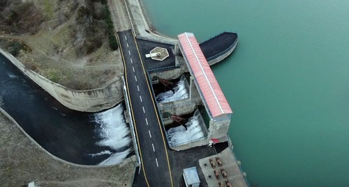A hydro power plants (HPP) in Sugovushan. Screenshot of the video by Azerenerji ASC https://www.youtube.com/watch?v=T3Jyy2oBoFY&amp;feature=emb_logo