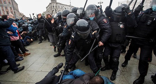 Law enforcers at a protest action in Moscow. January 23, 2021. Photo: REUTERS/Maxim Shemetov
