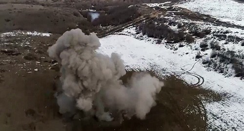Mine explosion in Nagorno-Karabakh. Photo: press service of the Ministry of Defence of Russia, http://mil.ru/russian_peacekeeping_forces/news/more.htm?id=12341849@egNews