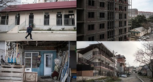 Residential buildings in Gelenzhik. Photo: Alina Desyatnicheno for the 'Novaya Gazeta'. Collage prepared by the Caucasian Knot
