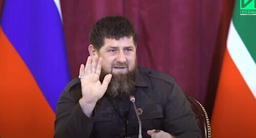 Ramzan Kadyrov. Screenshot of the video by the Grozny Inform news agency https://www.youtube.com/watch?v=fYnVDSqgwDA
