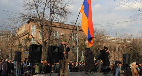 A stage set up by the opposition at the intersection of Bagramyan Avenue and Demirchyan Street. Yerevan, March 10, 2021. Photo by Tigran Petrosyan for the "Caucasian Knot"