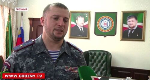 Apti Alaudinov. Screenshot of the video by the "Grozny" TV channel https://www.youtube.com/watch?v=IUkgXbQ1vOY