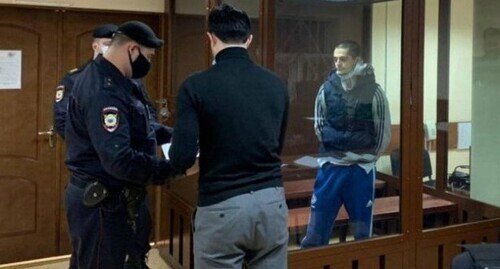 Said-Mukhammad Djumaev (on the right) in the courtroom. Photo by the press service of the Presnensky District Court
