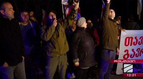 Supporters of Nika Meliya held a rally in Rustavi. Screenshot of the video https://www.rustavi2.ge/ka/news/194209