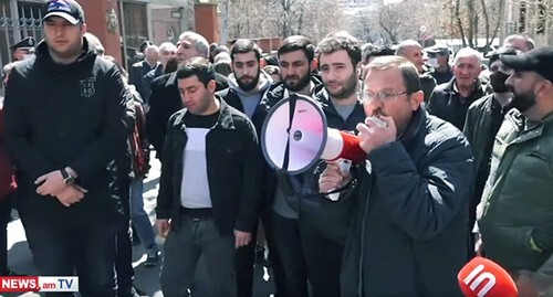Participants of a protest rally in Yerevan, March 29, 2021. Screenshot from video posted by news.am